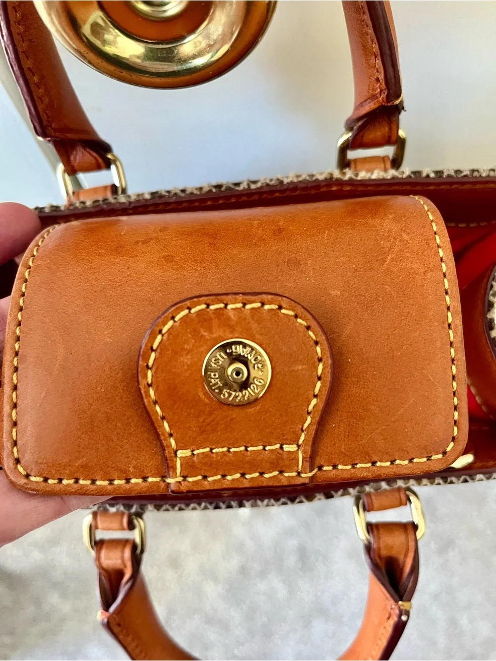 Dooney & Bourke Mini Brown Snake-Print Satchel with British Brown Leather Handle